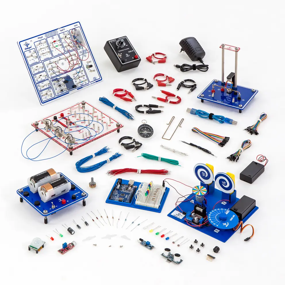 [LEQ-CDP-EQ244C] Unidad de eletricidad, electromagnetismo, eletrónica, robótica  con microcontrolador 